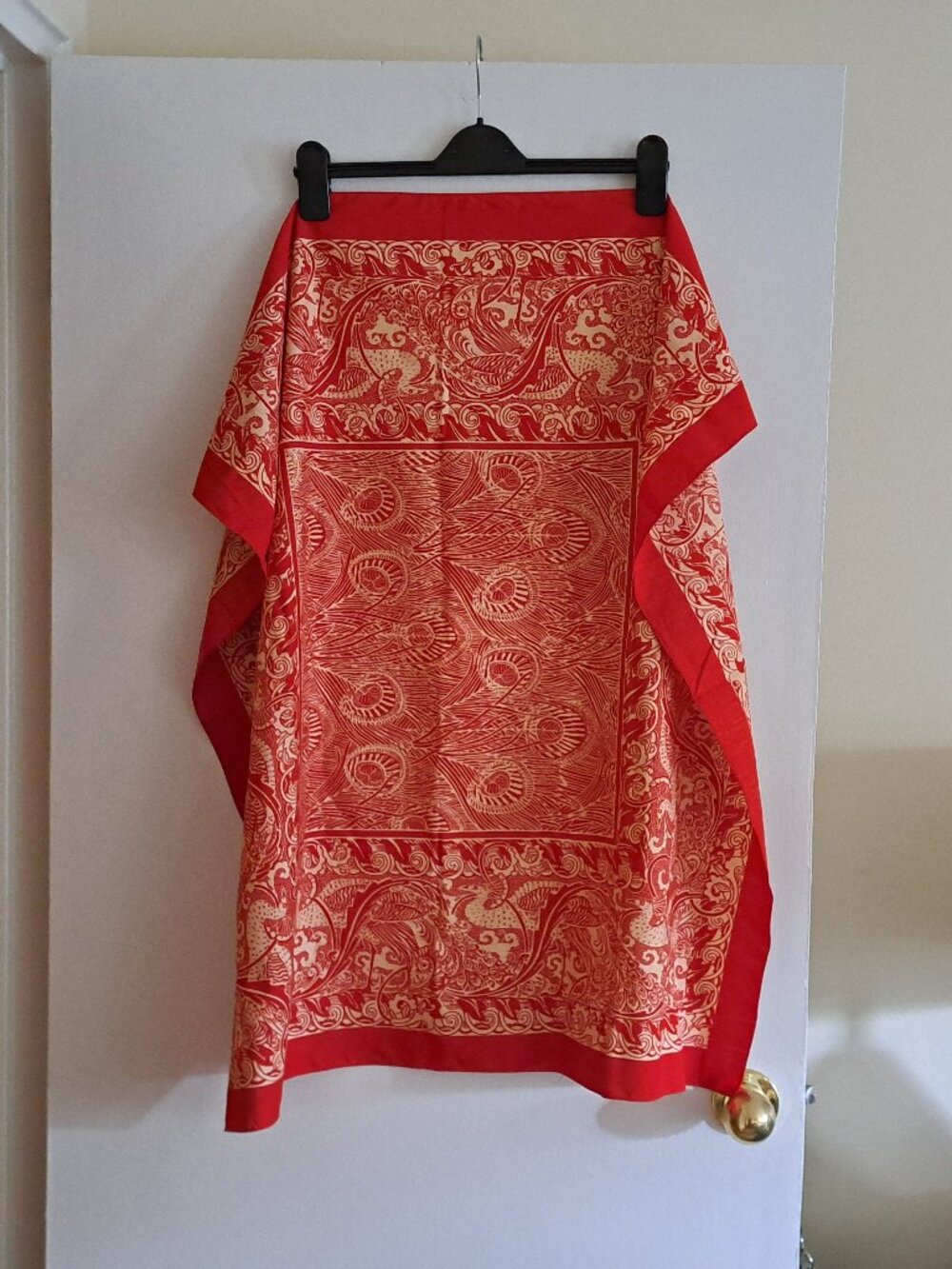 LIBERTY OF LONDON square tablecloth, cotton, red and cream